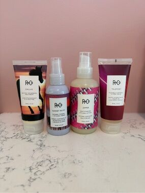 4 R+Co hair products - NEW, unopened - dallas teleport zipper sunset blvd